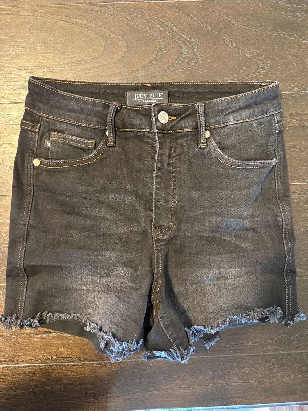 Judy Blue Dark Gray Frayed Hem Denim Shorts